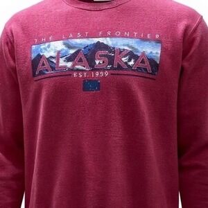 Vintage 90s‎ Alaska The Last Frontier Sweatshirt Red Jerzees NuBlend Large